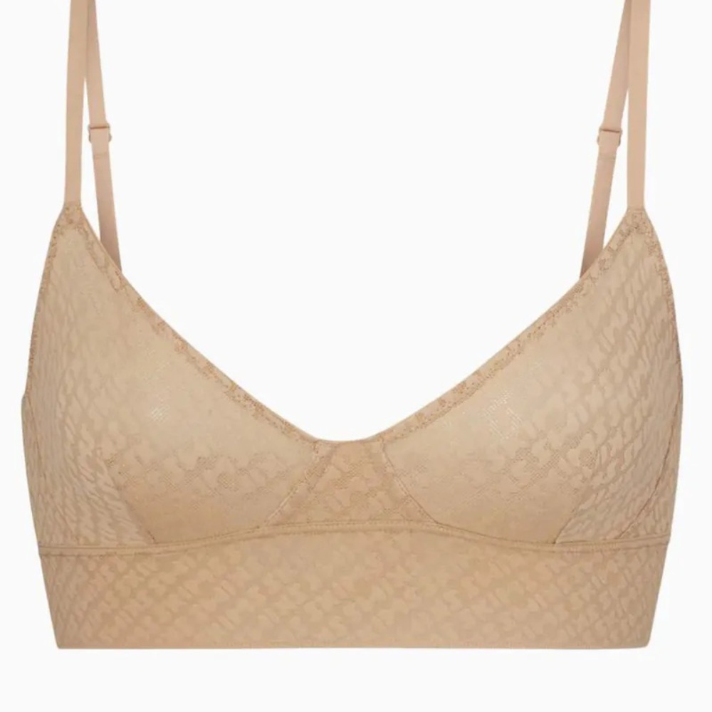 Skims Logo Mesh Triangle Bralette Clay XS